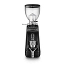 Black coffee grinder with clear top on a white background
