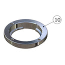La Marzocco Linea Mini group bayonet ring, polished stainless steel portafilter locking component with screw holes