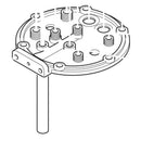 Rancilio Epoca 1 Group boiler cap schematic with threaded ports and mounting bracket