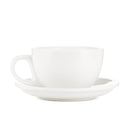 white cappiccuno cup and saucer