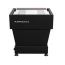La Marzocco Linea Mini espresso machine back view with stainless steel warming grid and tapered design