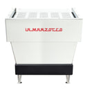 La Marzocco Linea Classic S white front panel with red logo and ventilation slots