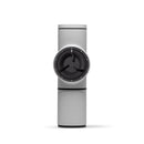 Side dial detail of oyster grey Pietro Pro manual coffee grinder with radial markings