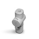 Three-quarter view of oyster grey Pietro Pro manual coffee grinder showing compact design