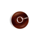 brown tulip shaped espresso cup and saucer