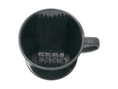 Interior ridges and three drainage holes of Kalita 102 black ceramic dripper