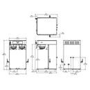 BUNN ITCB Twin HV brewer technical dimensions schematic showing orthographic views