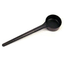 Black plastic coffee dosing scoop for measuring 7 grams of espresso beans