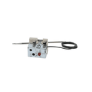 Rancilio safety thermostat assembly showing silver metal enclosure, beige mounting bracket, and coiled capillary tube