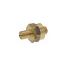 Side view of hexagonal low-lead brass 3/8 pump filter fitting with male BSP ends