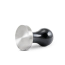 Side view of Compressore black tamper showing convex stainless steel base profile