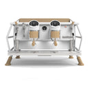 Sanremo Café Racer front view showing dual digital displays and wooden lever handles