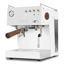 White Ascaso Steel DUO dual boiler espresso machine front-three-quarter view with digital control panel