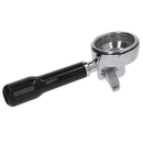 Complete E61-style double portafilter, unassembled, with chrome spouts