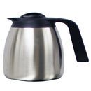 Fetco 1.9L brushed stainless steel low profile thermal server with black lid and handle