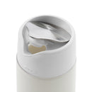 OXO Good Grips glass creamer dispenser lid detail with stainless steel lever
