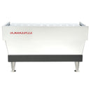 Rear view of La Marzocco Linea Classic S 3-group espresso machine with ventilation slots and red logo