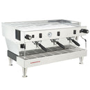Side profile of La Marzocco Linea Classic S commercial espresso machine showing steam wand and chrome legs