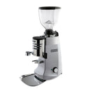 Mazzer Robur S silver commercial espresso grinder with conical burrs and dosing chamber