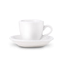White porcelain Loveramics egg-shaped espresso cup with C-handle