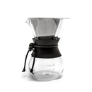 Yama 20oz borosilicate glass drip pot kit with stainless steel filter and measurement markings